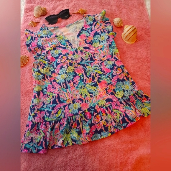 LILLY PULITZER TOP PEPLUM SHIRT BLOUSE EXCELLENT CONDITION - Picture 4 of 12